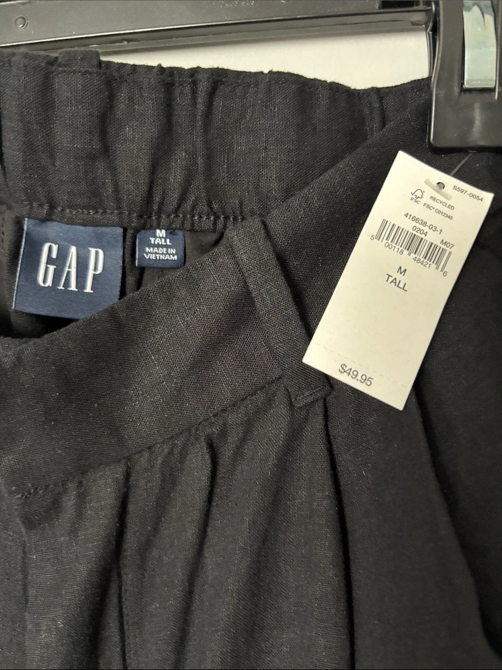 GAP Black High-Waist Linen-Blend Shorts